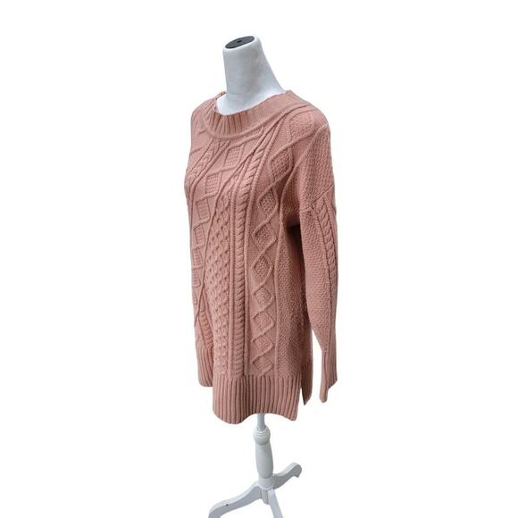 J. Crew Womens Wool Cable Knit Patchwork Tunic Sweater Size Small‎ Pink - Picture 4 of 13